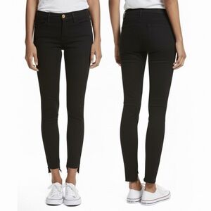 Frame Denim Le High Skinny Jeans Film Noir Distressed Hem Stretch Size 24